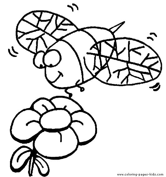 Flying Bee with a flower coloring sheet picture
