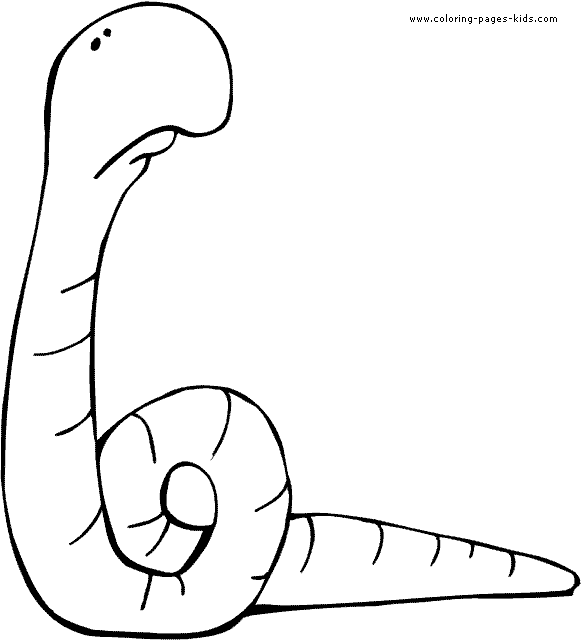 Worm coloring page color for kids printable