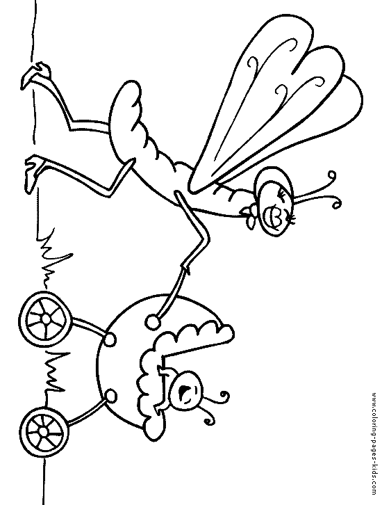 Insect mom with baby bug coloring page