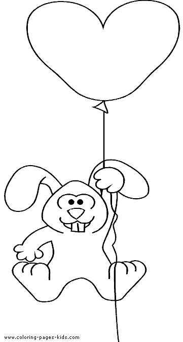 Bunny with a balloon coloring sheet to print