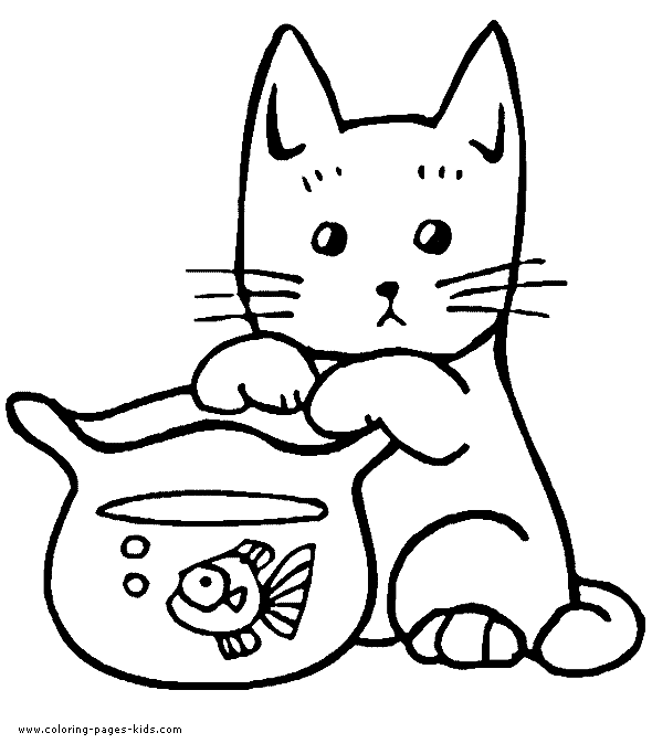 cat in hat fish bowl. fish bowl coloring picture