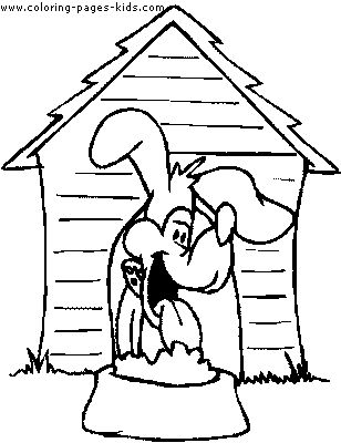 Puppy Coloring on Dog Eating In A Doghouse Color Page  Animal Coloring Pages  Color