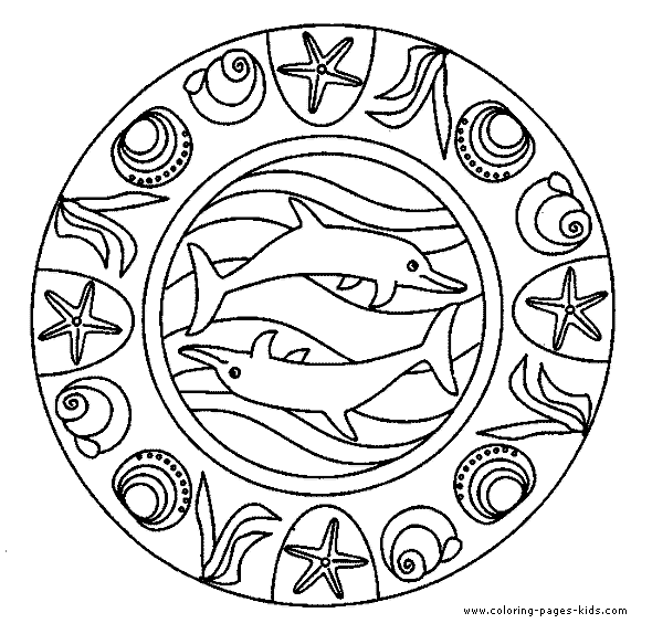 Dolphin Mandala color page,  dolphins, animal coloring pages, color plate, coloring sheet,printable coloring picture