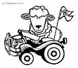 Sheep in a car color page, animal coloring pages