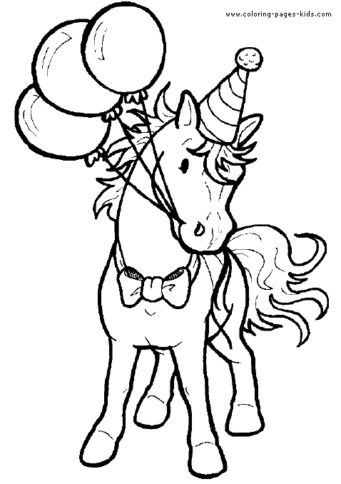 Birthday horse coloring page