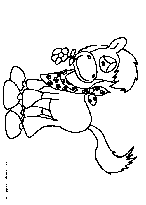 Horse with a flower coloring page