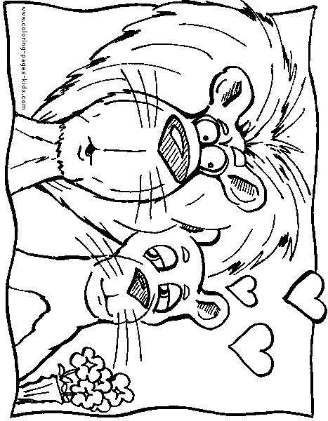 Lions in love coloring page