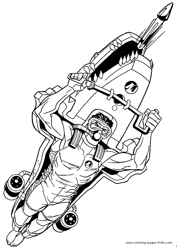 Flying Action Man color page cartoon characters coloring pages