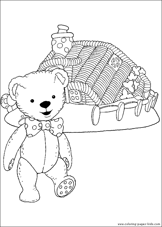 Teddy with his house color page