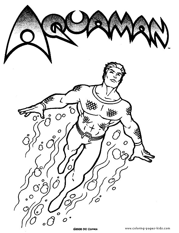 Aquaman color page cartoon characters coloring pages