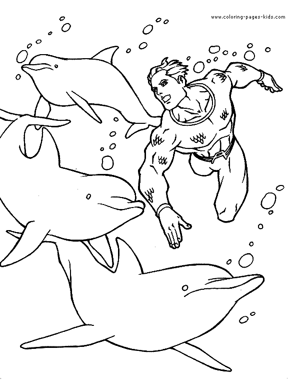 Aquaman color page cartoon characters coloring pages