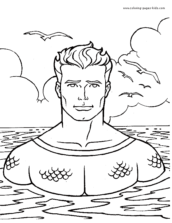 Aquaman color page cartoon characters coloring pages