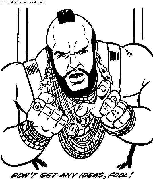 B.A. Baracus  A-Team color page cartoon characters coloring pages, color plate, coloring sheet,printable coloring picture