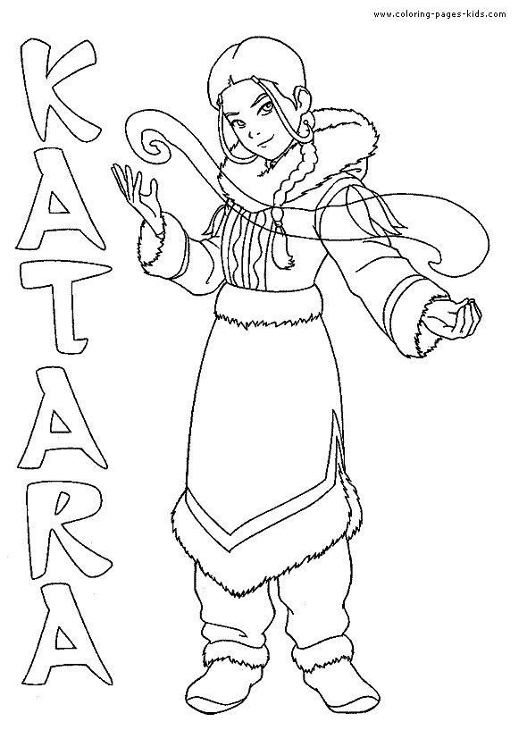Katara color page, Avatar The Last Airbender color page cartoon characters coloring pages, color plate, coloring sheet,printable coloring picture