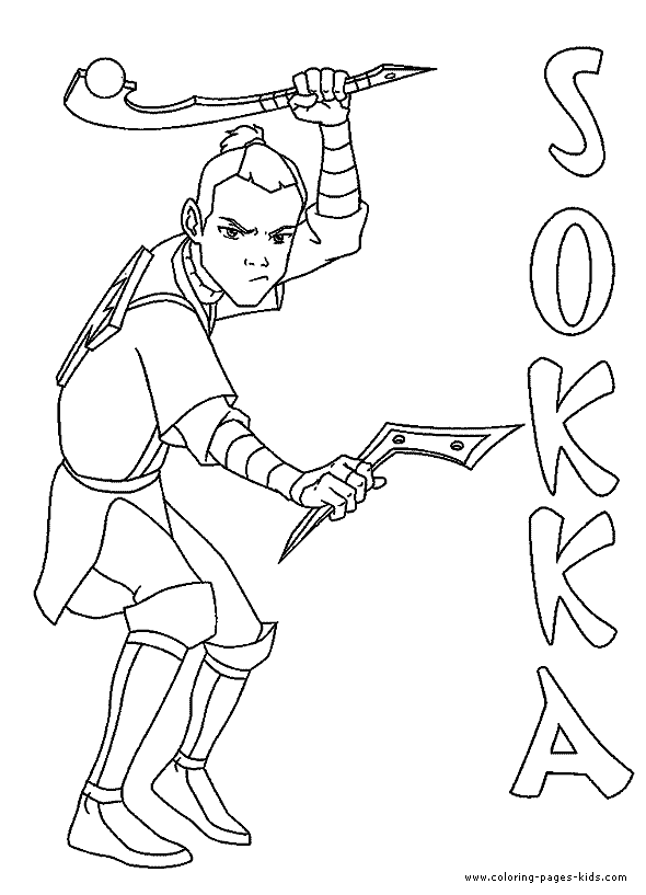Sokka color page, Avatar The Last Airbender color page cartoon characters coloring pages, color plate, coloring sheet,printable coloring picture