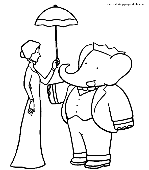 Babar color page cartoon characters coloring pages, color plate, coloring sheet,printable coloring picture