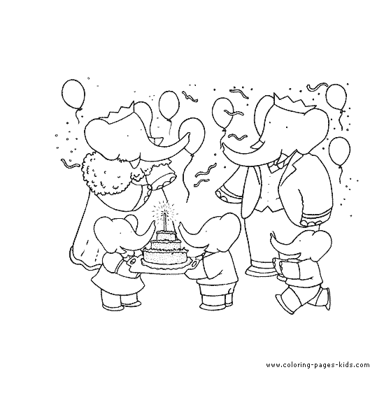 Babar color page cartoon characters coloring pages, color plate, coloring sheet,printable coloring picture