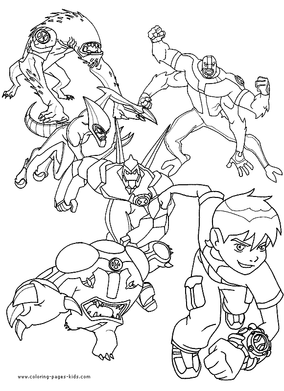 Ben 10 color page cartoon characters coloring pages, color plate, coloring sheet,printable coloring picture