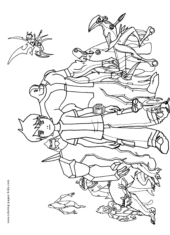 Ben Ten and the Aliens coloring page.