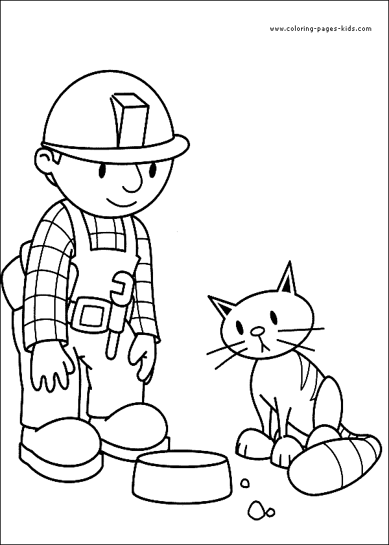 Bob the Builder color page, cartoon characters coloring pages, color plate, coloring sheet,printable coloring picture