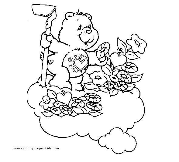 Care Bear in the garden coloring picture