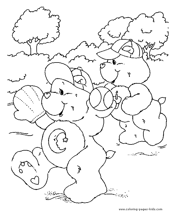 Care Bears coloring page with Bedtime Bear and Birthday Bear 