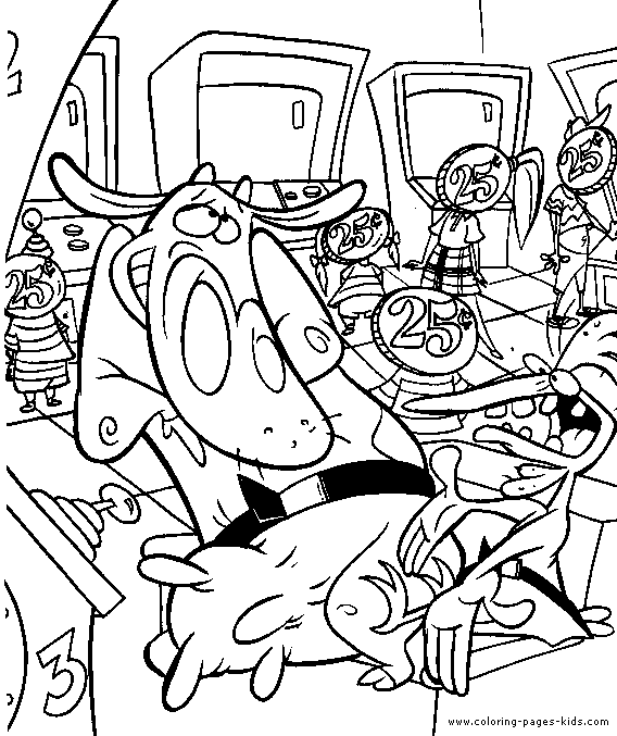 Cow and Chicken color page cartoon characters coloring pages, color plate, coloring sheet,printable coloring picture