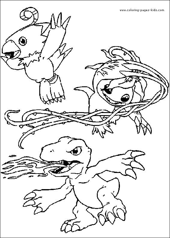 Digimon color page cartoon characters coloring pages