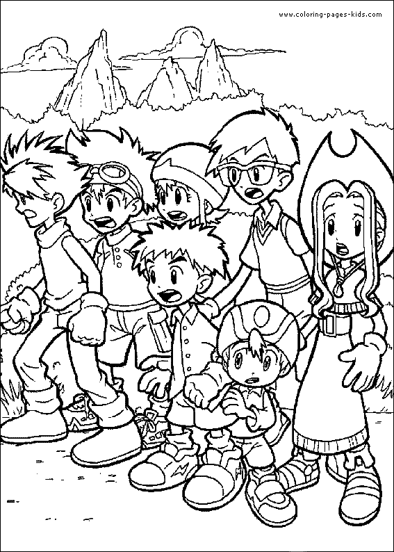 Digimon color page coloring sheet