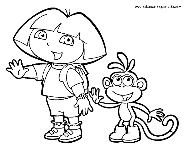 Dora and Boots Dora the Explorer color page cartoon characters coloring pages