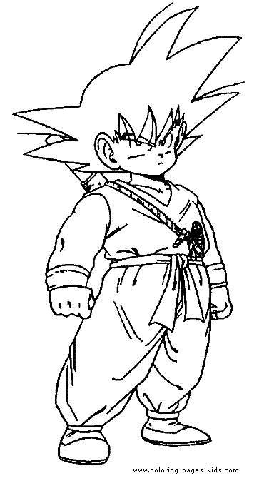 Goku Dragon Ball Z color page, cartoon characters coloring pages, 
