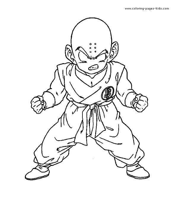 Krillin Dragon Ball Z color page, cartoon characters coloring pages, 