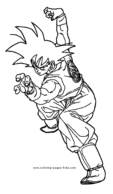 Dragon Ball Z color page cartoon characters coloring pages Goku