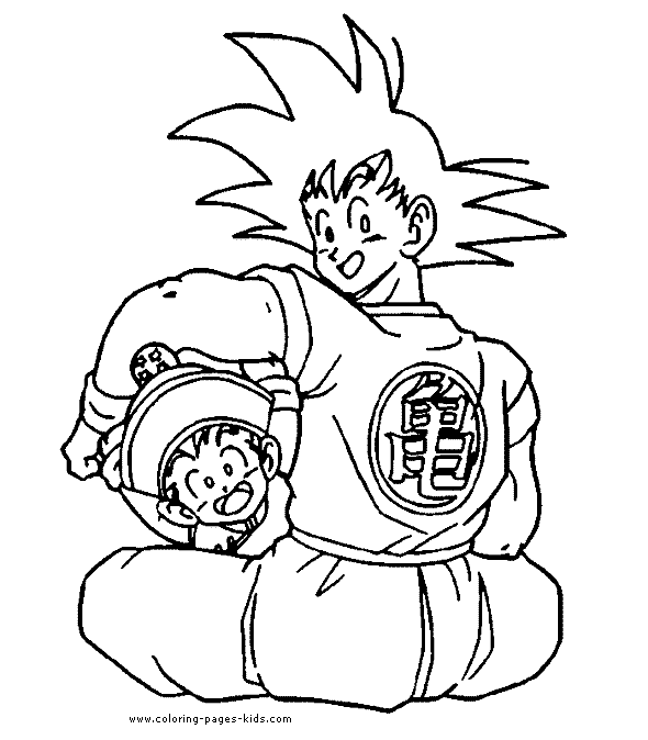 Goku Dragon Ball Z color page cartoon characters coloring pages