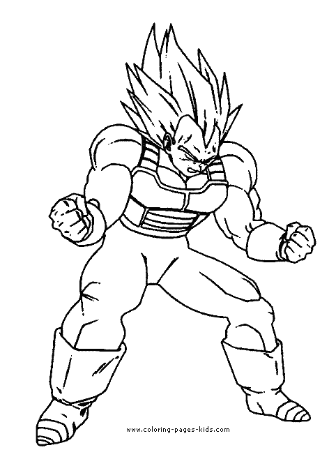 Vegeta Dragon Ball Z color page cartoon characters coloring pages