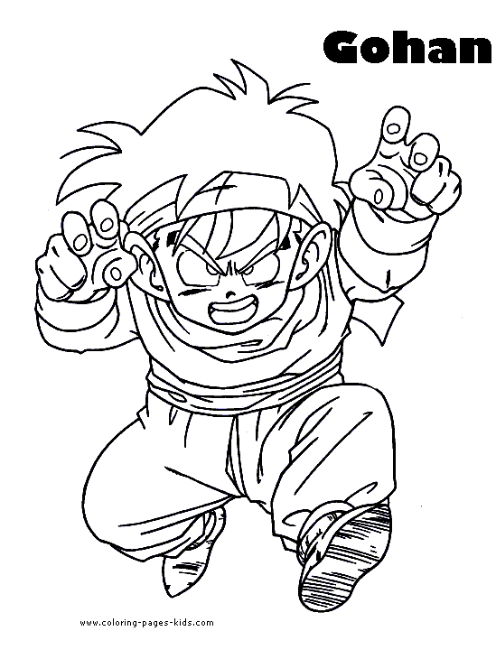 Gohan Dragon Ball Z color page cartoon characters coloring pages