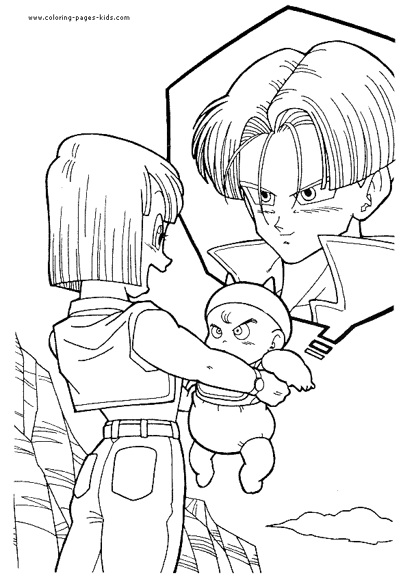 Trunks Dragon Ball Z color page cartoon characters coloring pages