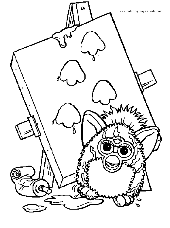 Furby color page, furbies cartoon characters coloring pages, color plate, coloring sheet,printable coloring picture