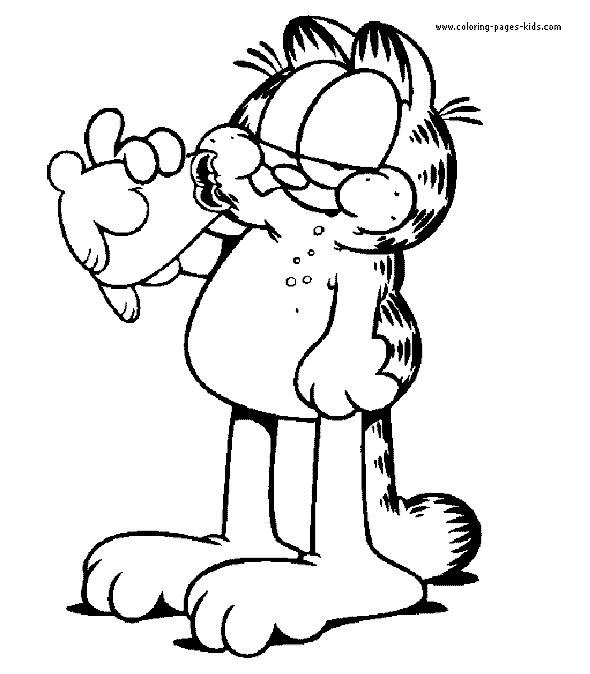 Garfield color page cartoon characters coloring pages