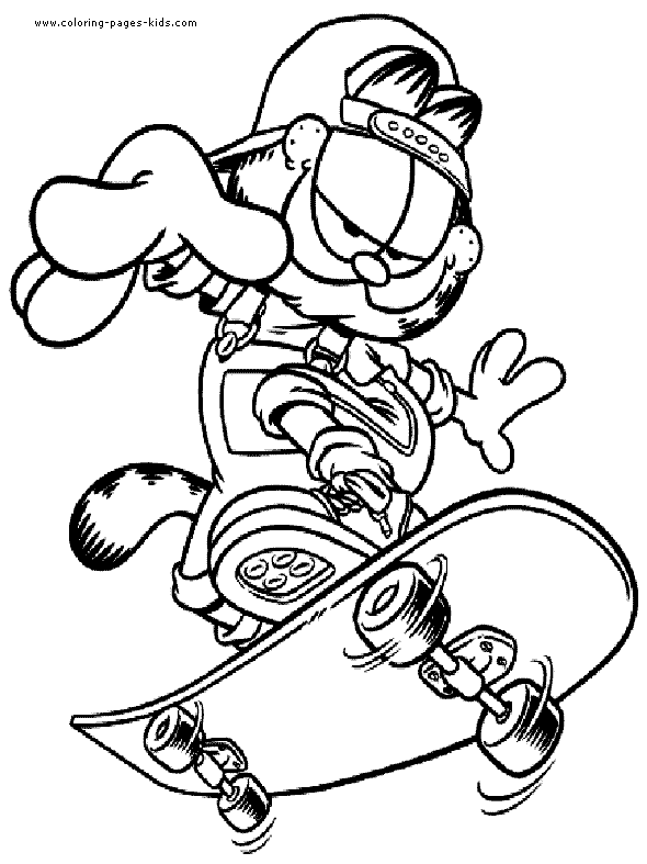 Garfield color page cartoon characters coloring pages