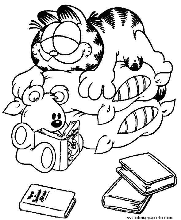 Garfield color page cartoon characters coloring pages