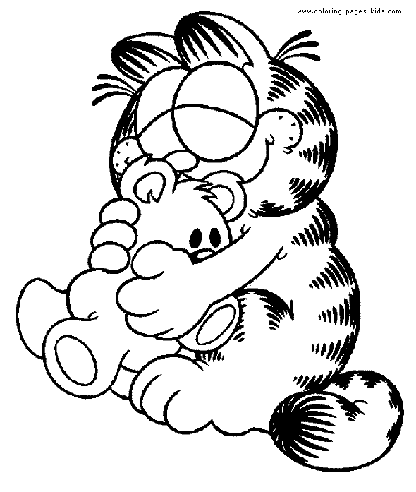 Garfield color page cartoon characters coloring pages