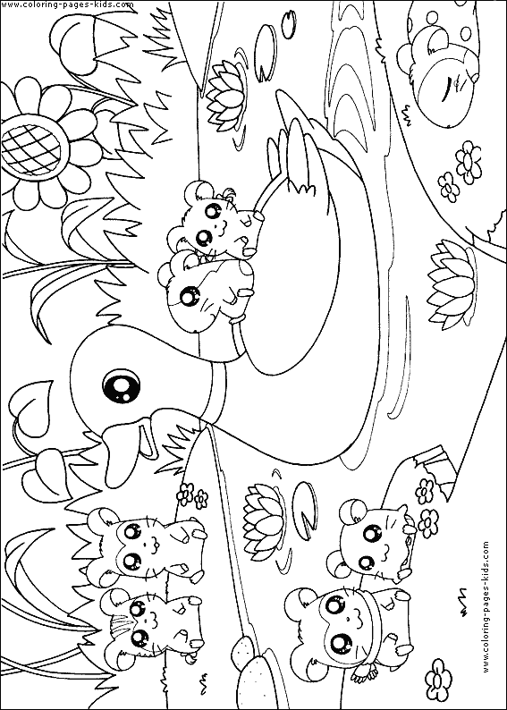 Hamtaro color page cartoon characters coloring pages