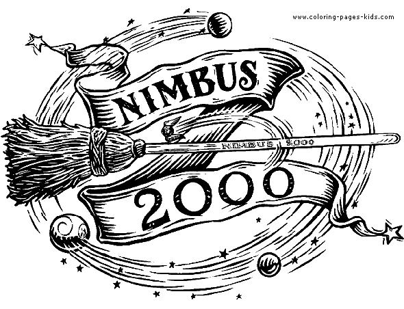 Nimbus 2000 Harry Potter color page cartoon characters coloring pages