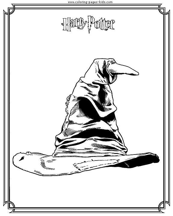 Sorting hat Harry Potter color page cartoon characters coloring pages