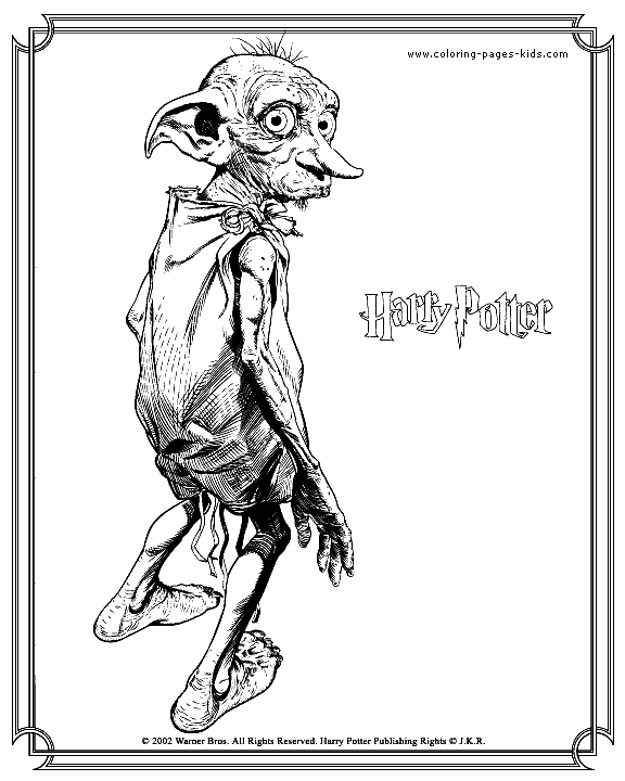 Dobby Harry Potter color page cartoon characters coloring pages