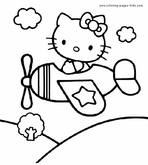 Kitty Color Page Coloring Pages Kids Cartoon Characters Plate Sheet