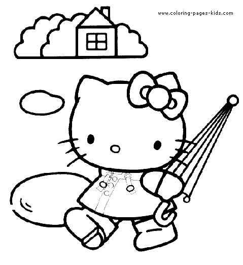 hello kitty cartoon. Hello Kitty color page cartoon