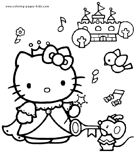 Hello Kitty color page cartoon characters coloring pages, color plate, coloring sheet,printable coloring picture