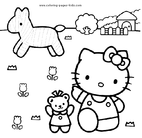 Hello Kitty color page cartoon characters coloring pages, color plate, coloring sheet,printable coloring picture